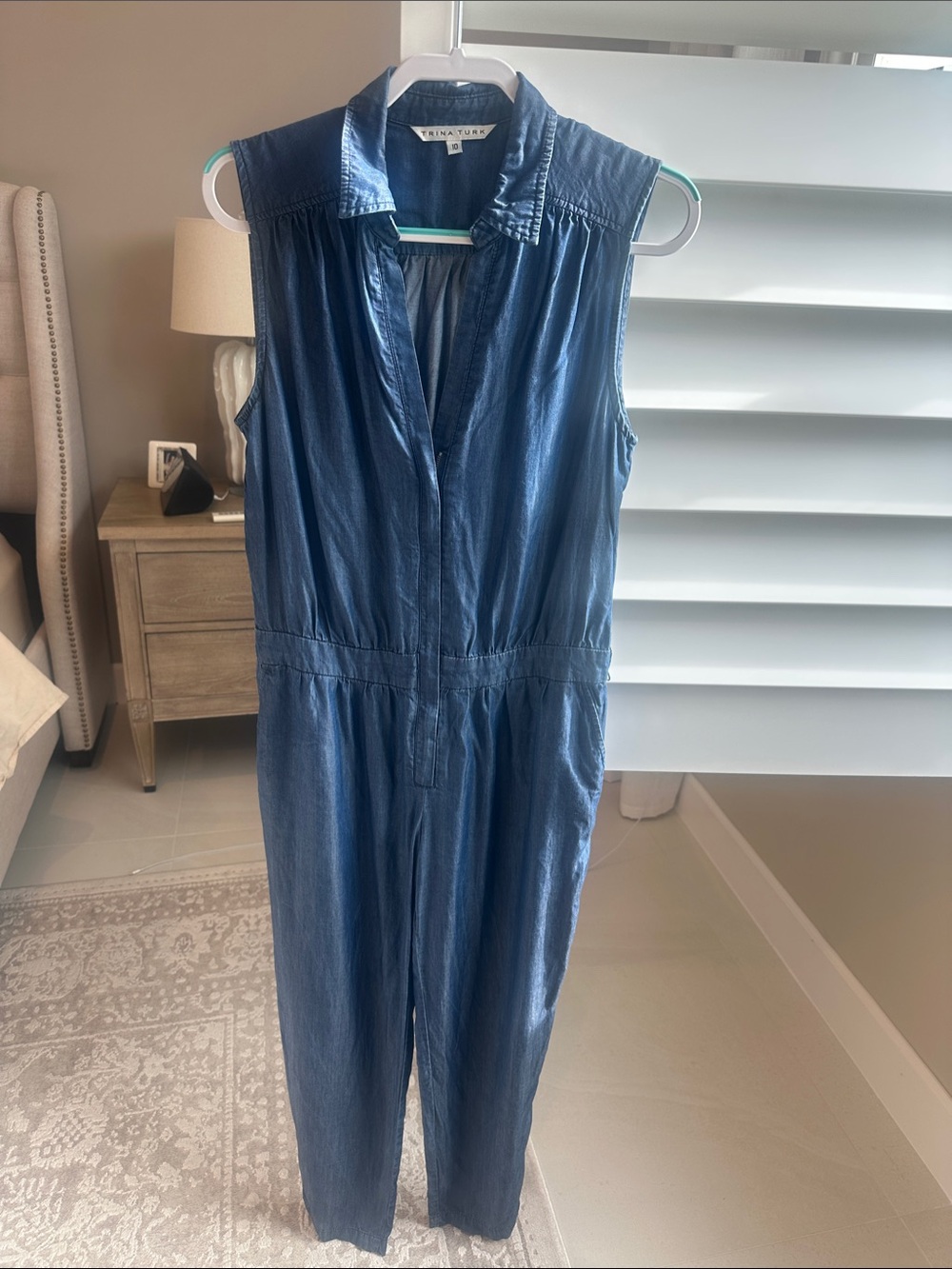 Trina Turk Sleeveless chambray Jumpsuit